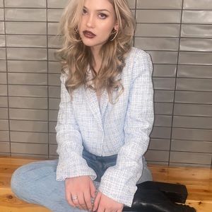 ZARA Cropped Blue Blazer